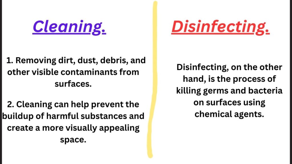 difference between Cleaning and disinfecting.